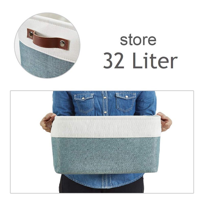 DECOMOMO Storage Baskets for Shelves - Fabric Storage Bins, Linen Closet Organizers and Storage (Green & White, XL - 3 Pack) - Image 4